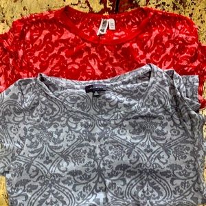 2 burnout t shirts red/grey BKE L the Limited M